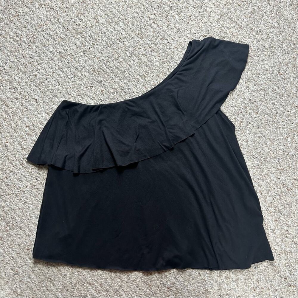 H.I.P. Happening In The Present Black One Shoulder XL NWT Womens Flounce Top